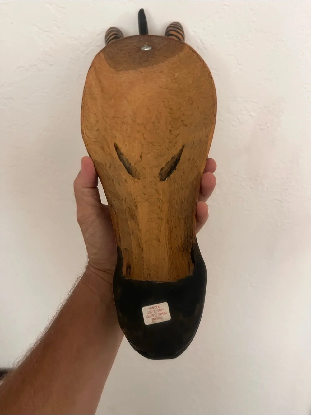 Vintage Hand-Carved Wooden Zebra Wall Mask - Black and Brown